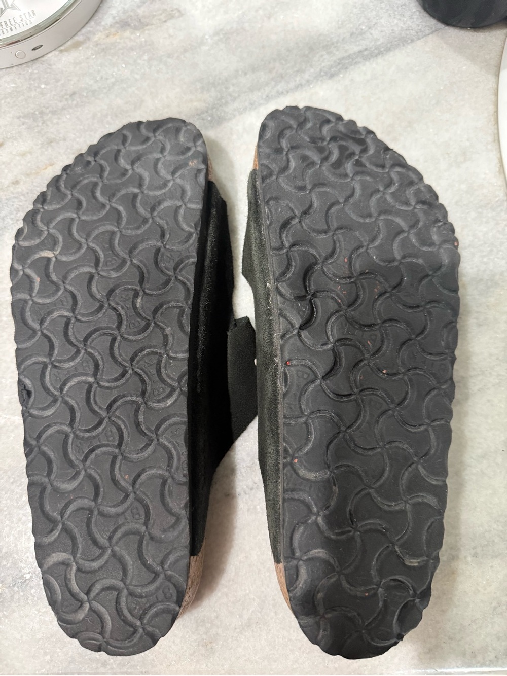 Birkenstock Black Two-Strap Suedes Sandal Arizona Soft Footbed Sz EU 41 - Picture 3 of 4